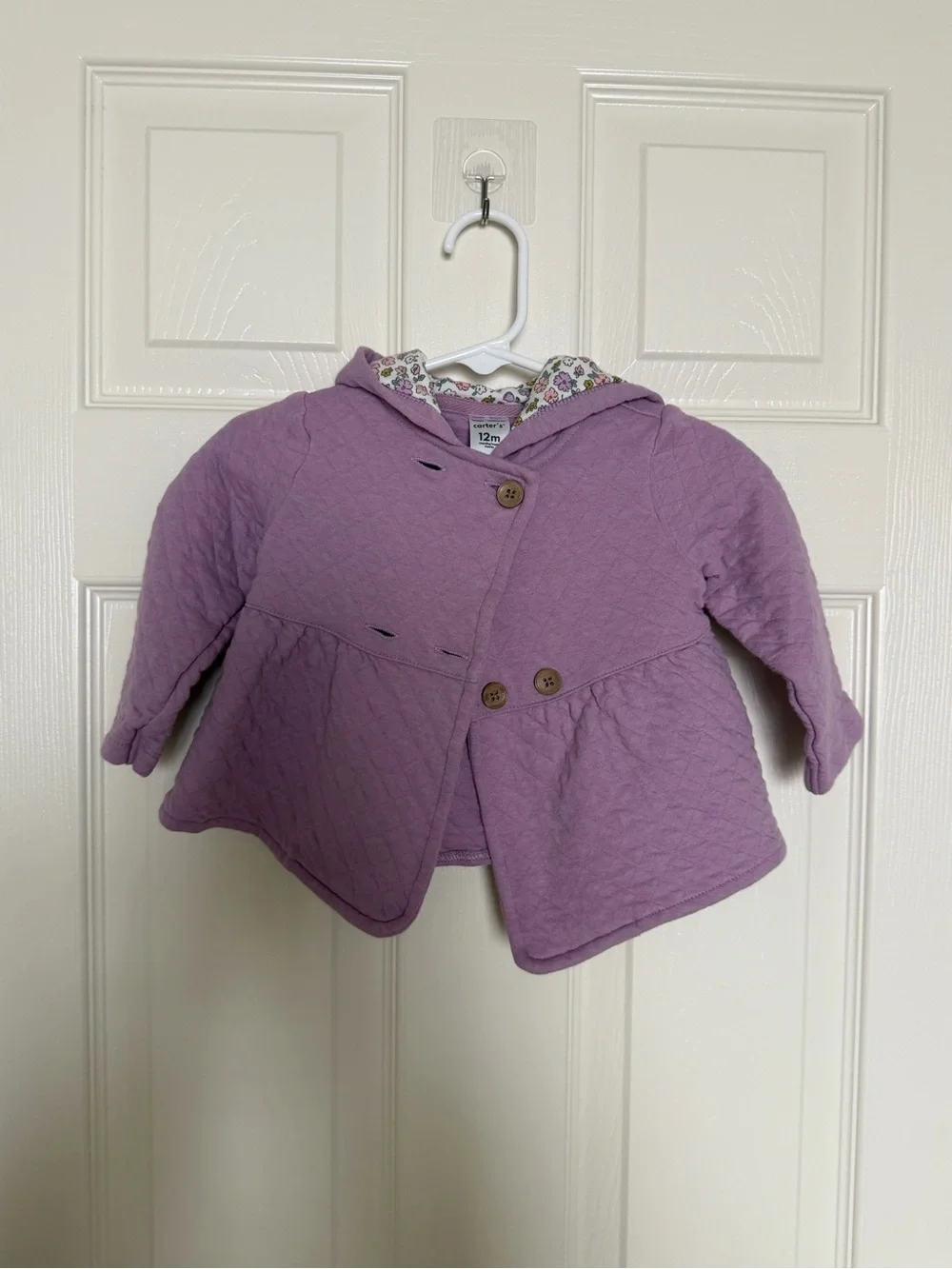 Carter's Lavender Quilted Hooded Pea Coat